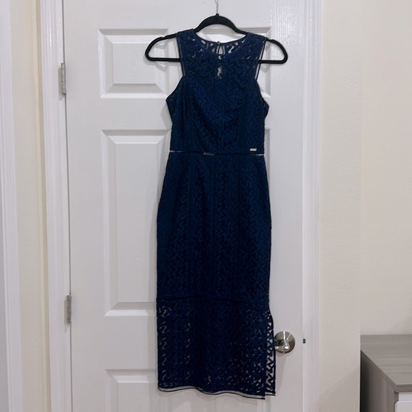Armani Exchange navy blue lace midi dress sz 0 - Picture 1 of 7